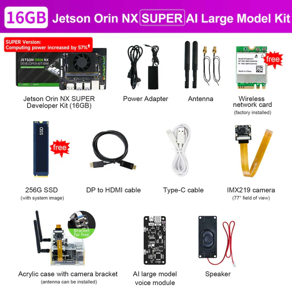 Jetson Orin NX SUPER AI Large Model Developer Kit with 8G/16GB RAM(117TOPS/157TOPS)
