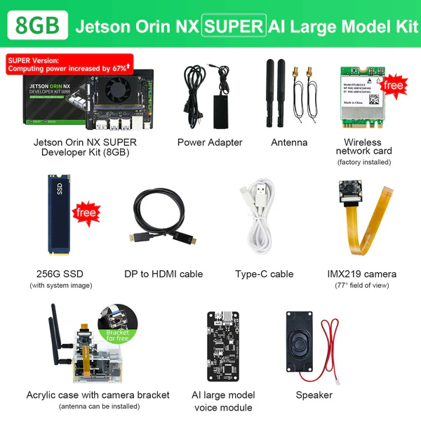 Jetson Orin NX SUPER AI Large Model Developer Kit with 8G/16GB RAM(117TOPS/157TOPS)