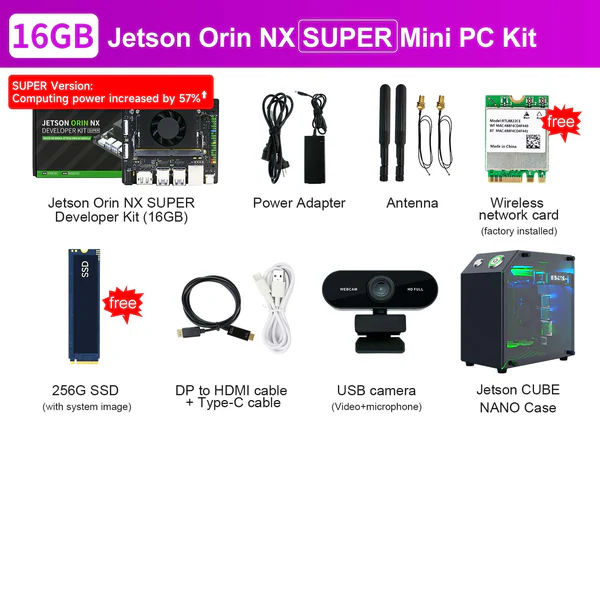 Jetson Orin NX SUPER AI Large Model Developer Kit with 8G/16GB RAM(117TOPS/157TOPS)