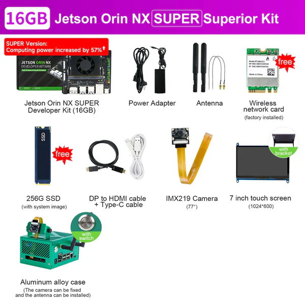 Jetson Orin NX SUPER AI Large Model Developer Kit with 8G/16GB RAM(117TOPS/157TOPS)