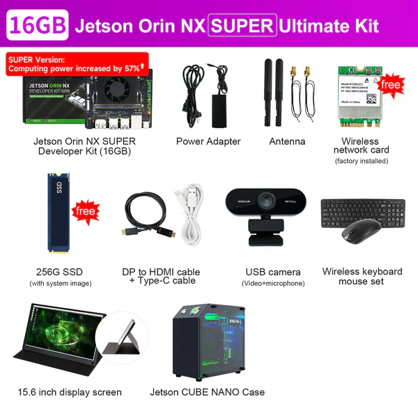 Jetson Orin NX SUPER AI Large Model Developer Kit with 8G/16GB RAM(117TOPS/157TOPS)