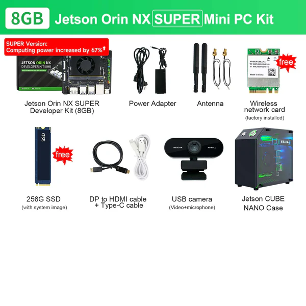 Jetson Orin NX SUPER AI Large Model Developer Kit with 8G/16GB RAM(117TOPS/157TOPS)