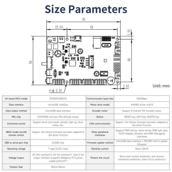 ROS robot control board V3.0 with STM32F103RCT6 Support RaspberryPi 5/Jetson/RDK X3
